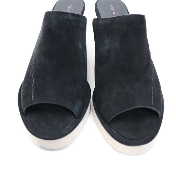 Free People Collection Leather/ Suede Running in Wedges Black Women's Size 10 - Picture 6 of 16